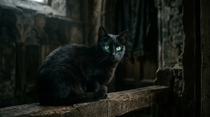 foto kucing hitam aesthetic dengan mata bersinar