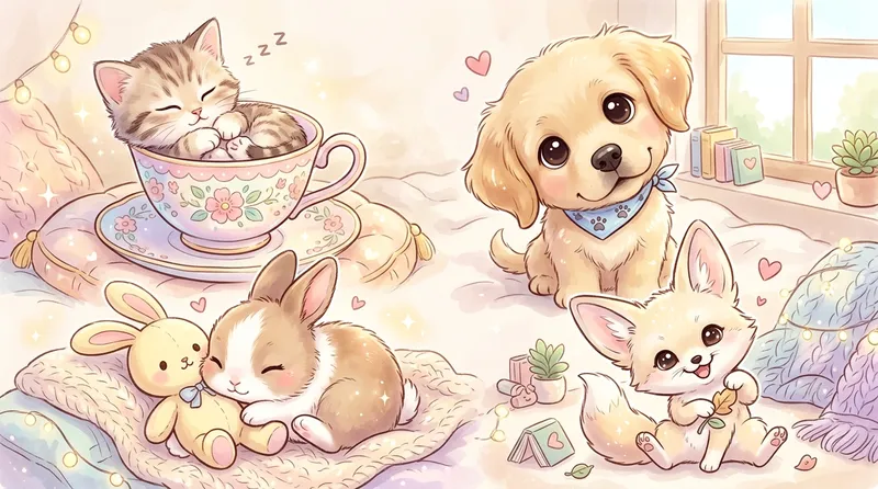 Gambar hewan imut lucu kucing hamster kelinci menggemaskan