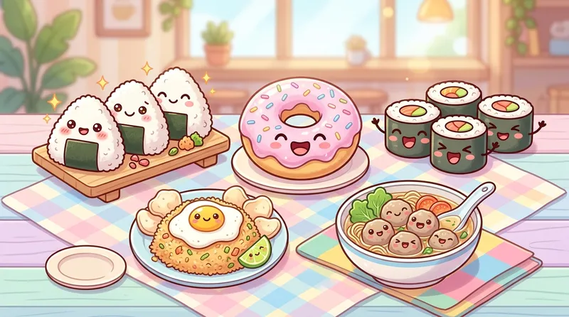 Gambar makanan imut lucu bento art karakter kue estetik