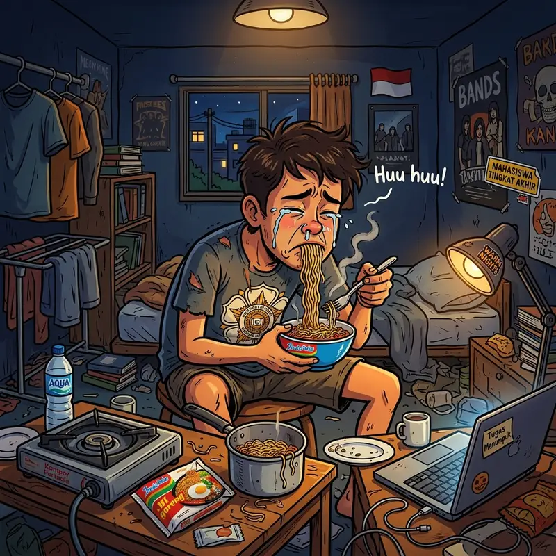 Meme lucu anak kos masak indomie yang sangat relatable