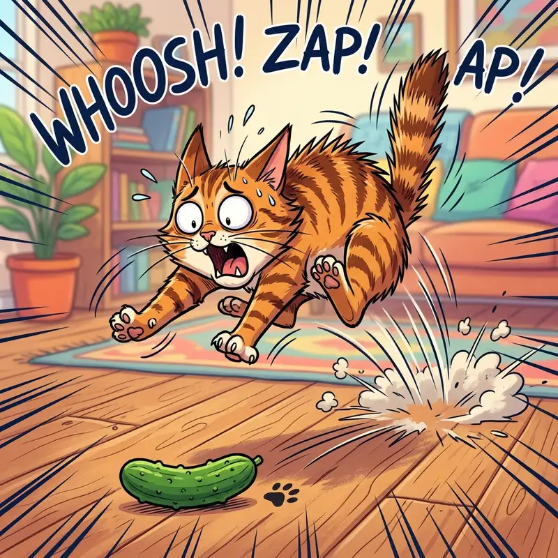 Stiker WA meme kucing kaget melihat timun yang jadi salah satu stiker paling populer