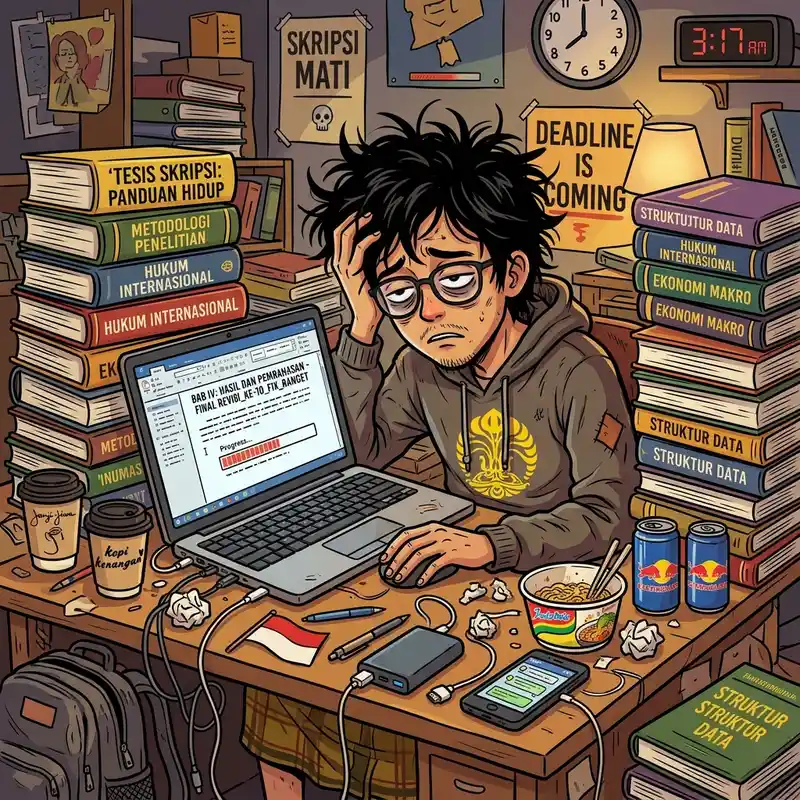 Meme lucu tentang perjuangan mahasiswa semester akhir yang sangat relatable