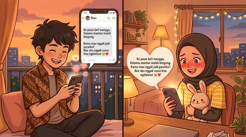 Pantun gombal bikin baper untuk gebetan - romantis dan manis dikirim via WA