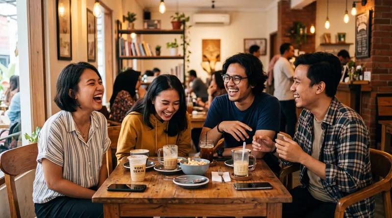 Teman-teman Indonesia ngakak bareng membaca pantun lucu receh di kafe